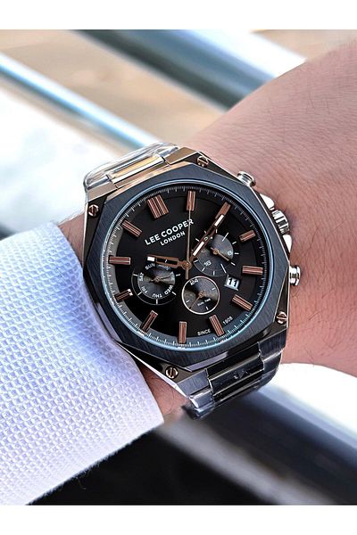 Lee Cooper Steel Band Inner Functions Active 5 Atm Water Resistant Men Wrist Watch Elc07319.360