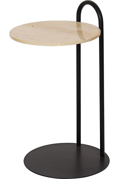 Areka Black Service Table, Black Iron Base, Granite Top