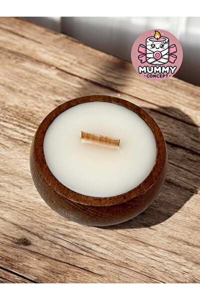 MUMMY CONCEPT AHŞAP KASE AHŞAP FİTİLLİ HİNDİSTAN CEVİZİ KOKULU HEDİYELİK DEKO...