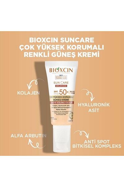 Bioxin Bioxcin Colored Sun Care Melatone SPF 50 Very High Protection Sun Cream for Blemish Prone Skin