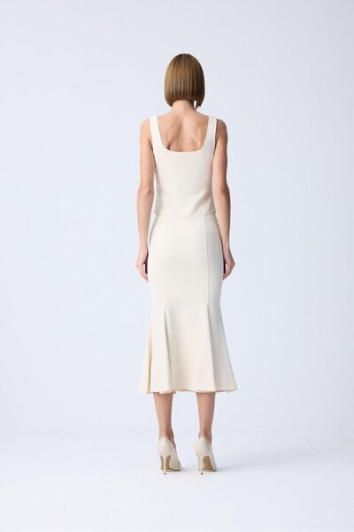 rue Square Neck Textured Ecru Blouse