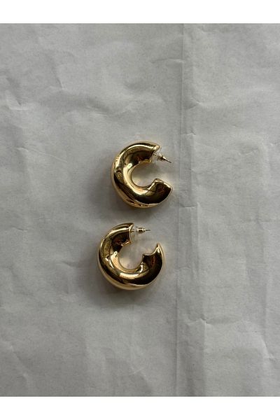 shop Gold Cambered Curved Hoop Earrings