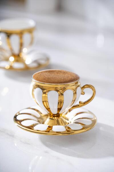 ACAR Karius 6 Kişilik Kahve Fincanı Takımı - Gold