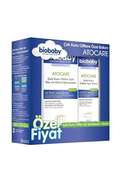 Biobaby Atocare Ultra Sensitive Şampuan 300 ml Ve Krem 100 ml Ikili Set Çok Kuru Ciltler Için