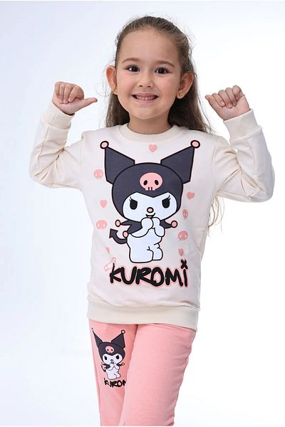 Free Beka Patterned Kuromi Kids Pajamas Set - Long Sleeve Tracksuit Set