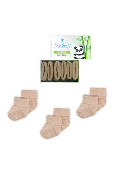 Novibaby 3 Pack Bamboo Newborn Baby Socks I Beige Beige Baby Girl Boy Socks