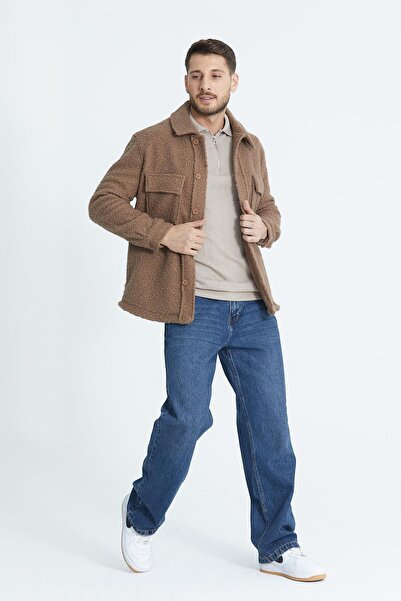 Store %100 Pamuk, Gömlek Yaka, Düğmeli Erkek Welsoft Peluş Ceket