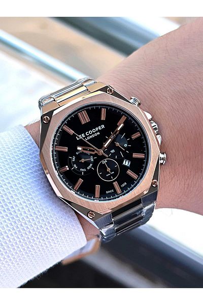 Lee Cooper Steel Band Inner Functions Active 5 Atm Water Resistant Men Wrist Watch Elc07319.350