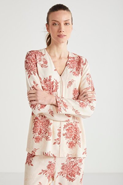 Catherine's Жіночий піжамний комплект з довгими рукавами та ґудзиками спереду, колір сухий троянда C4T0N6O2