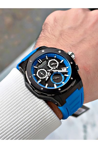 Quantum Function Active 10 Atm Waterproof Blue Color Steel Case Men's Wristwatch 1082.357