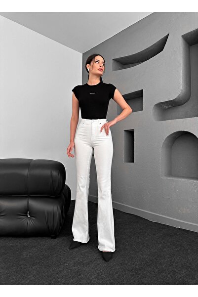 LİMABEL Λευκό τζιν με ψηλόμεσο - White Angel Flared Jeans (Εξαιρετικά άνετο)