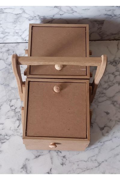 BENGİ TİCARET Hobby Adn 90206 - Handmade Material Bag with Dispatch in Wooden Raw MDF Box