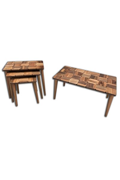 BENGİ TİCARET Orta sehpa-zigon 13789 ST KARELİ Tabla Kayın Retro Ayak Parlak ...