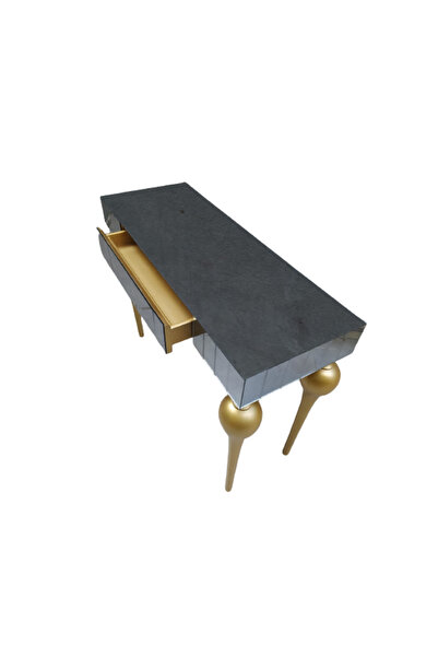 Ankara Mobilya Dresuar 12388 Tombul Ayak Model Kayın Mdf Tabl Parlak Gold Ayak Füme Cam Kaplama