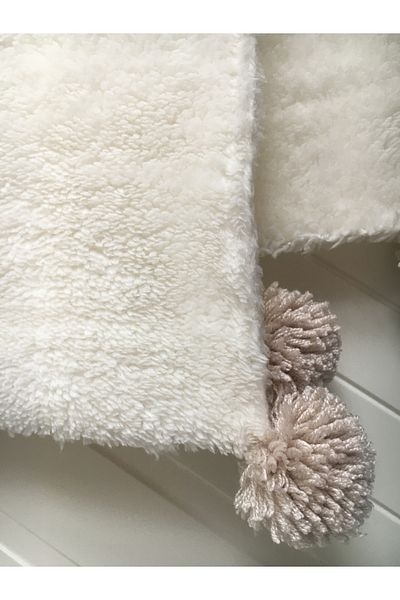 efecco Welsoft Plush Baby Blanket - 110X100 Cm, Baby Blanket with Pompom