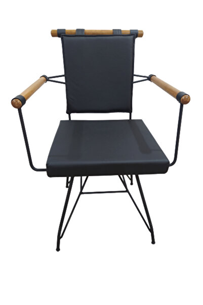 BENGİ TİCARET Sandalye 14576 PENYEZ Klasik Model Metal Siyah fırın Siyah Suni...