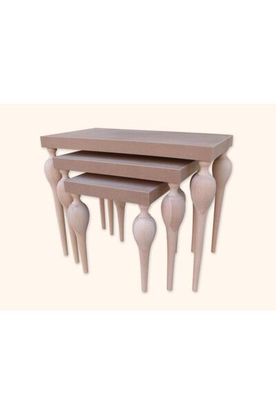 BENGİ TİCARET Zigon ILGZ13675 Tombul Model sehpa Kayın Torna ayak ve kaplam H...