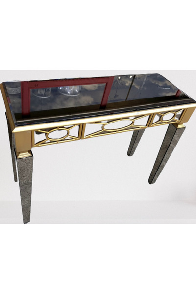 BENGİ TİCARET Dresuar 13719 MOTİFLİ Ayna Kaplamalı MODEL Parlak Gold Renk Kay...