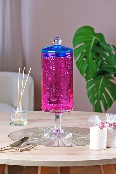 Glore Pink and Blue Pedestal Bowl