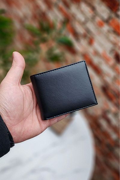 VANİLLA COLLECTİON Original Classic Stylish Thin Leather Wallet Portfolio 9 Credit Card Holders Coin Compartment Black