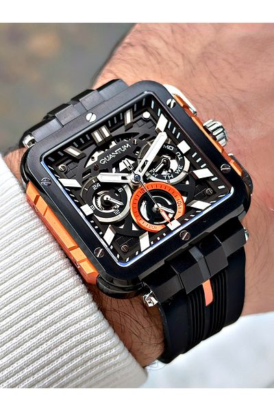 Quantum Functions Active 10 Atm Waterproof Silicone Cord Steel Case Men Wristwatch 1102651