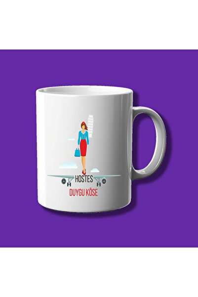 Ceymas Hediyelik Kişiye Özel Meslek Kupası - Hostese Özel İsimli Kupa Bardak