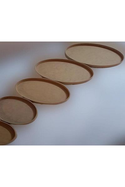 BENGİ TİCARET Hobby Adn 90245 - 5 Pieces Decorative Oval Tray Board, Cnc Cut Wood Mdf