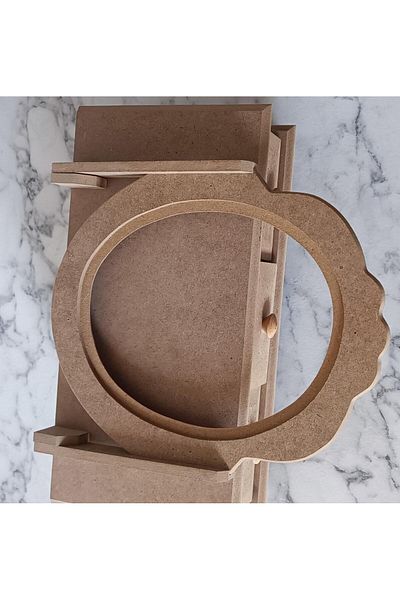 BENGİ TİCARET Hobby Adn 90205 - 3 Drawer Mirrored Wooden MDF Makeup Box, Handmade in Raw Box