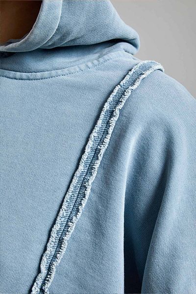 its basic Γυναικείο φούτερ με κουκούλα Indigo Color Washed Special Fabric Design