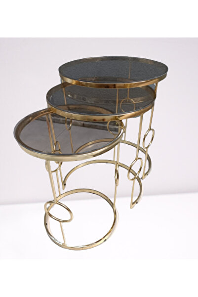 BENGİ TİCARET Zigon ZLF 14088 Halkalı model Cam Tabla Metal Gold kaplama kutu...