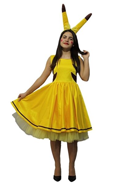 Kostüm Sarayı Kadın Sarı Pikachu Kostümü