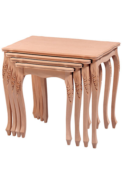 BENGİ TİCARET Zigon ILGZ 17575 Klasik Model Sehpa HAM KAYIN ASLAN El oymalı K...