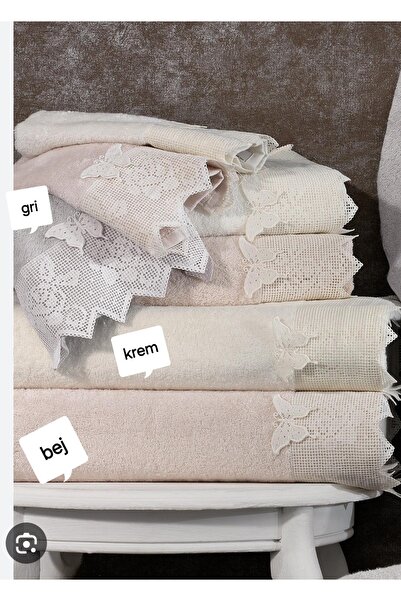 KÜBRAHOME'S Nazik home katre   bambu banyo havlusu 90x150 cm bej