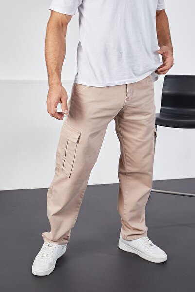 LTC Jeans Ανδρικό μπεζ φαρδύ παντελόνι Comfortable Fit Cargo