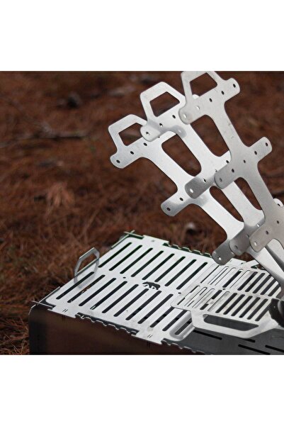 Kamp Ayısı Kamp Ayısı® GrillFish™ Katlanır Özel Kutulu 2mm Galvaniz Çelik Balık Izgaralı Mangal & Ateş Çukuru