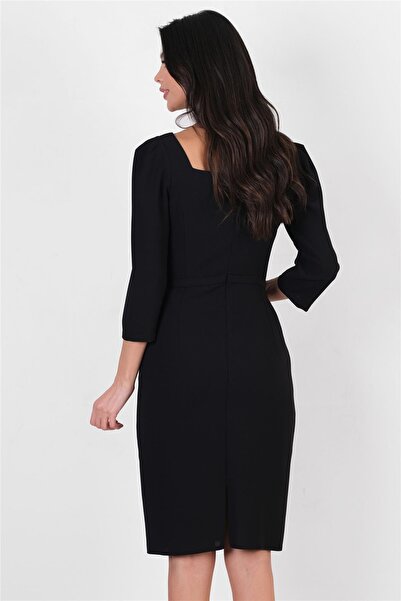 Spazio Peterson Kare Yaka Elbise SİYAH