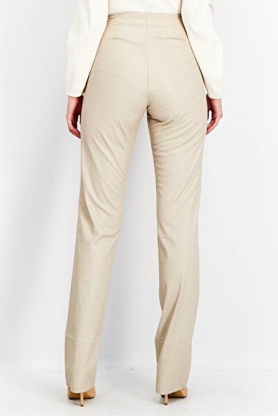 Missyempire Women Straight Leg Textured Leather Pant, Cream