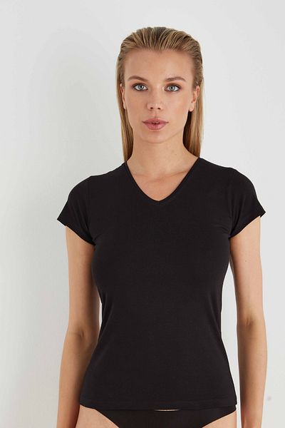 Sevim 2 Pack Women's Lycra V-Neck T-shirt