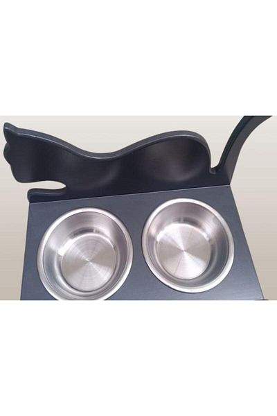 BENGİ TİCARET Hobby Erc Model 90375 - Small Cat Food Water Bowl, Anthracite Stainless Plate
