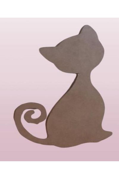 BENGİ TİCARET Hobby Adn 90227 - Decorative Cat Board, Cnc Cutting, Wooden Raw Mdf Model, for Handmade