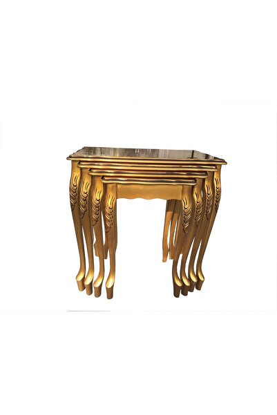 Genel Markalar Zigon 17697 Klasik Model Sehpa Parlak GOLD renk Kayın El Oyma ...