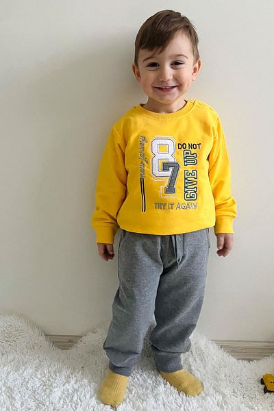 Breeze Boy's Tracksuit Set with Number Embroidery, 1.5-5 Years, Yellow