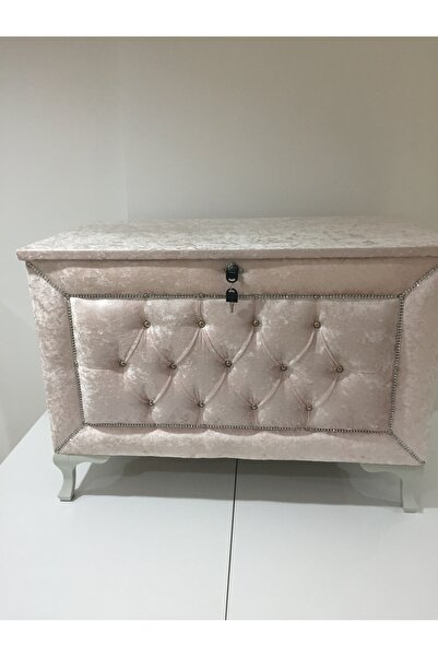 Ankara Mobilya Çeyiz 13232 SANDIK Kapitone Büyük 3lü Model PEMBE Kadife Kumaş...