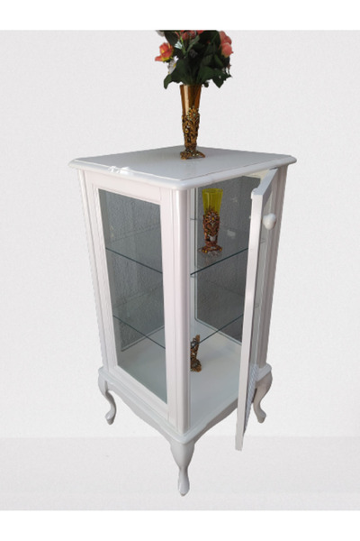 BENGİ TİCARET Gümüşlük vitrin 18491 ST KARE Model 98 cm Parlak Beyaz Boya Kay...