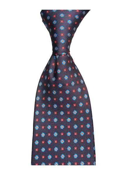 CROATE 100% Silk Screen Printing Navy Blue Tie