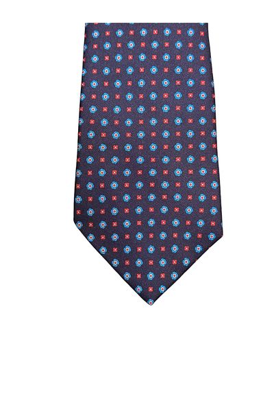 CROATE 100% Silk Screen Printing Navy Blue Tie
