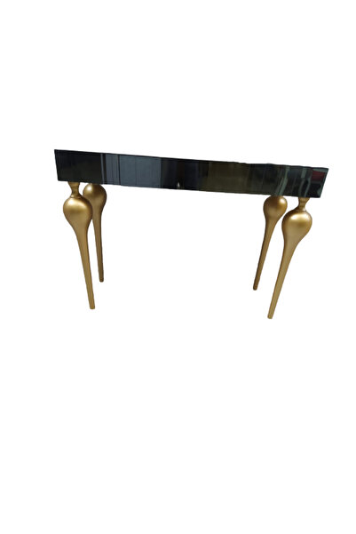 Ankara Mobilya Dresuar 12388 Tombul Ayak Model Kayın Mdf Tabl Parlak Gold Ayak Füme Cam Kaplama