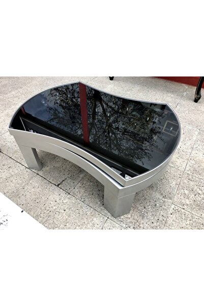 BENGİ TİCARET Döner Orta sehpa 18035 İÇBÜKEY TARZ Model Kayın Ayak MDF Gümüş ...