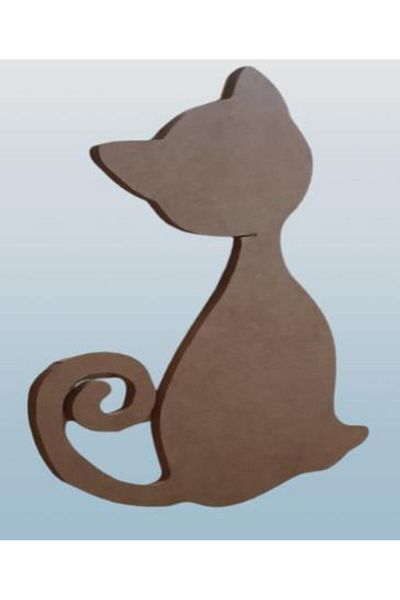 BENGİ TİCARET Hobby Adn 90227 - Decorative Cat Board, Cnc Cutting, Wooden Raw Mdf Model, for Handmade
