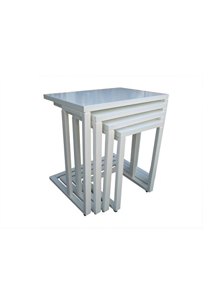 BENGİ TİCARET Zigon ILGZ 18041 C Klasik MODEL sehpa Beyaz Lake Boya Kayın Aya...